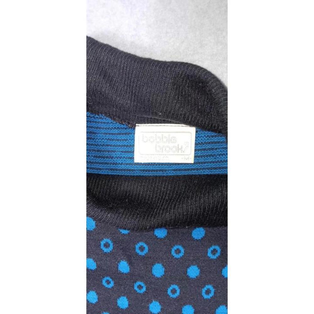 Bobbie Brooks Sweater Womens Size Medium Black Blue Dots Padded Shoulders - Picture 2 of 12